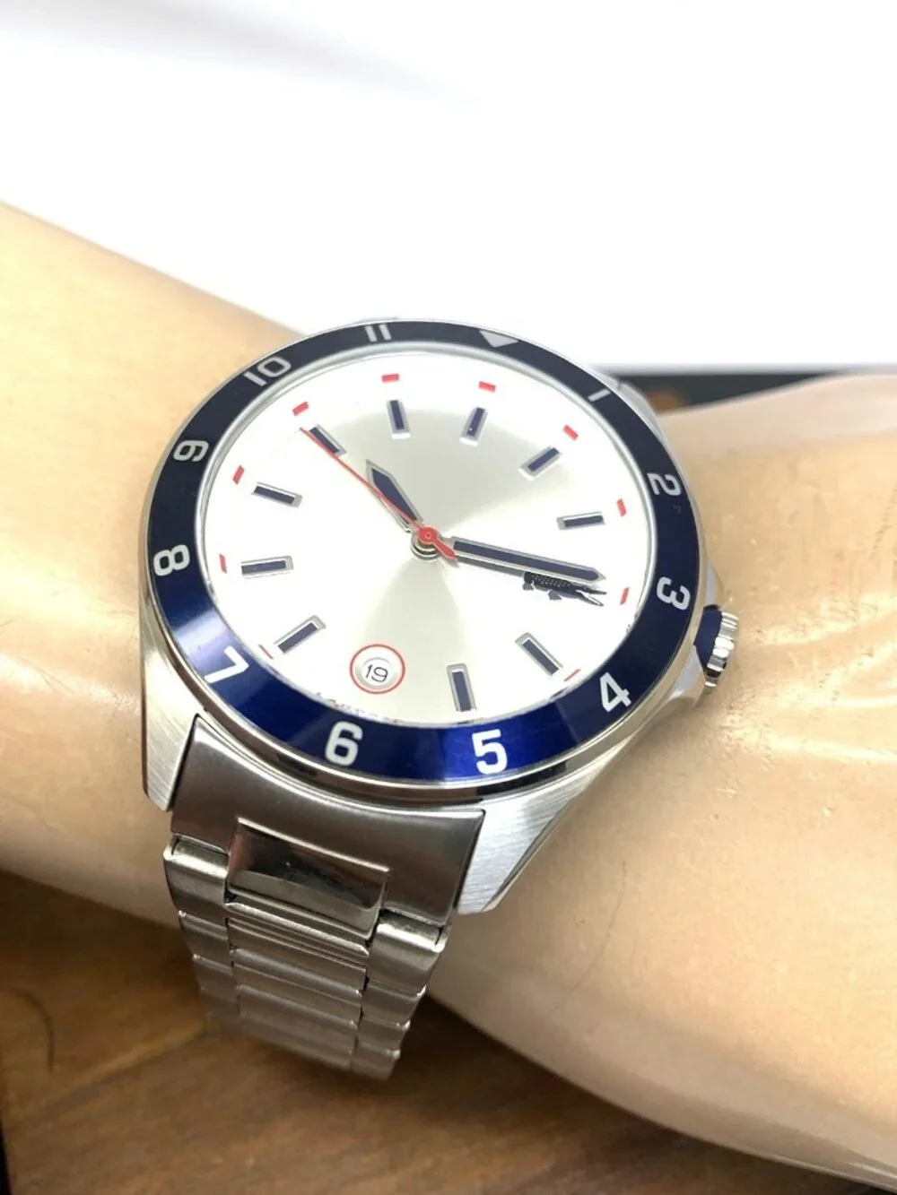 Lacoste Men's Watch 2011187 Tiebreaker Quartz Silver Dial Stainless Steel 43mm